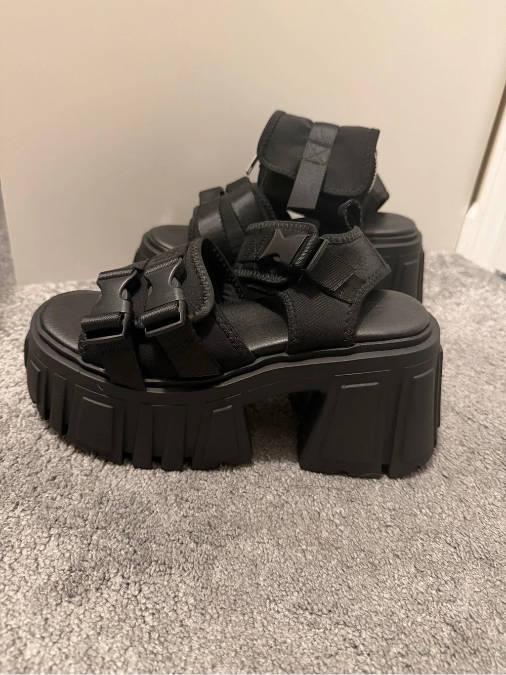 Dolls Kill Utopia Platform Sandals, Black